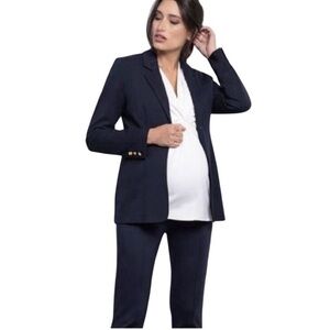 Seraphine The Work Edit Navy Ponte Maternity Blazer Size 8 Career Office Preppy